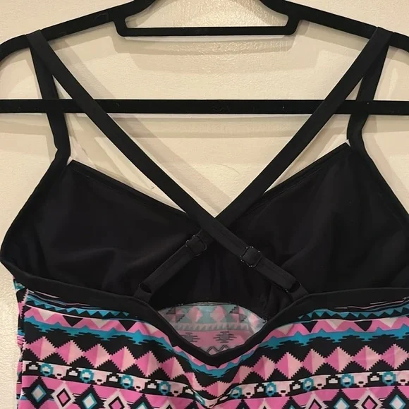Southwest colorful print tankini top. - Picture 2 of 3
